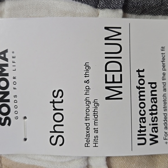 Sonoma Gauzy Striped Cotton Shorts Size M Pull On Beach Coastal Resort - Picture 9 of 9